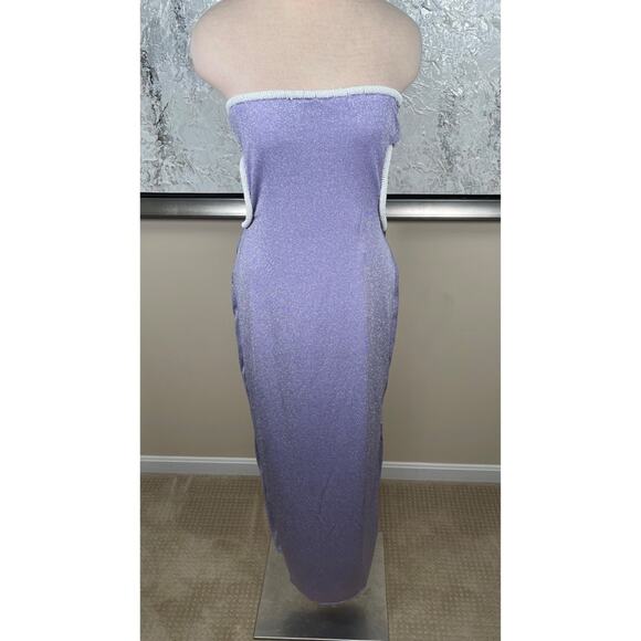 BAOBAB Mambo Strapless Cutout Beaded Metallic Roseira Purple Maxi Dress Size L - Picture 3 of 8